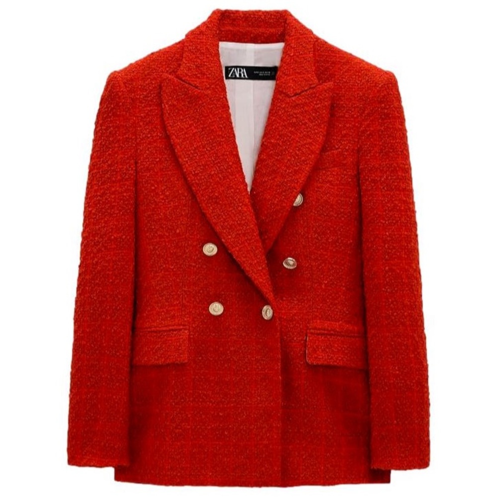 Zara textured double breasted blazer